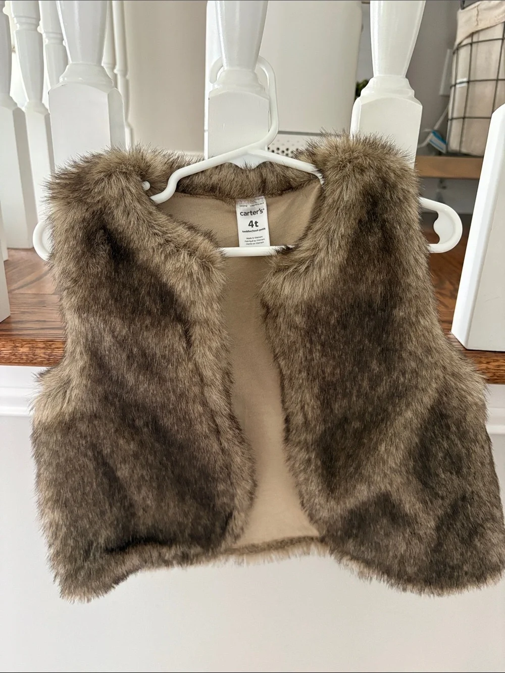 Carter's Girls Faux Fur Vest in Brown Taupe